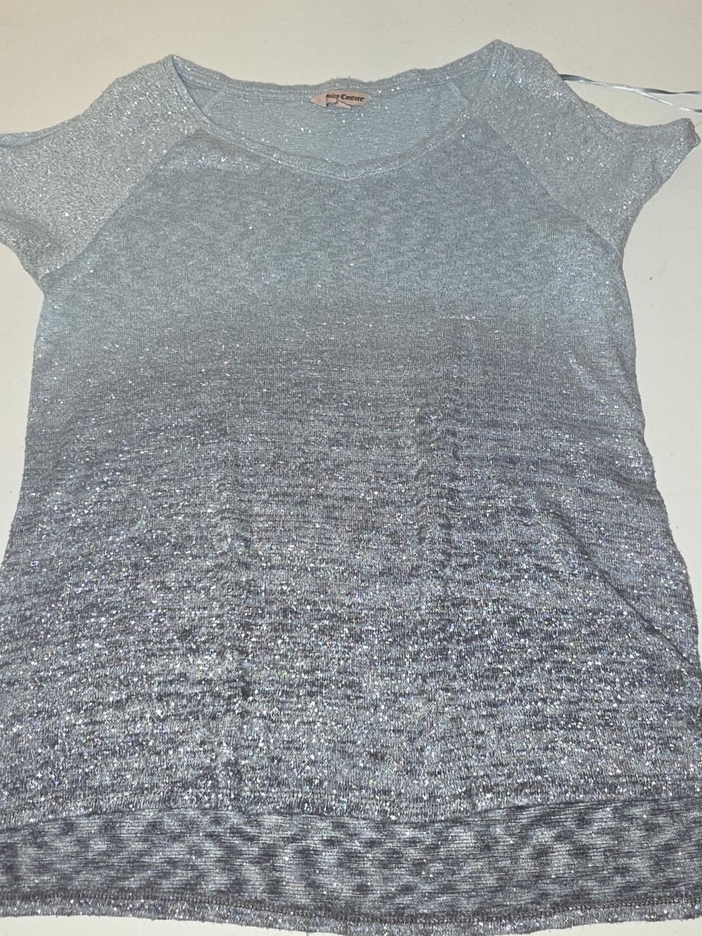 Juicy Couture Silver-Blue Metallic Short Sleeve Tee